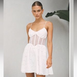 Sabo Skirt Salita Dress White Eyelet Mesh Corset